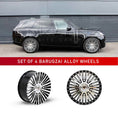 Load image into Gallery viewer, Side view of Range Rover L405 2022, with Barugzai Casanova alloy wheels in Gloss Black Polished Face, displayed on a white background.
