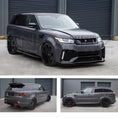 Load image into Gallery viewer, Grey Range Rover Sport L494 2013-2017, fitted with Barugzai Cabaro II non-wide bodykit, shown from different angles shout outside a warehouse. Fitted with Barugzai EXEL 24" alloy wheels in Gloss Black

