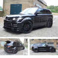 Load image into Gallery viewer, Black Range Rover Sport L494 2013-2017, fitted with Barugzai Sport Aero bodykit, shown from different angles shot outside an old mill. Fitted with Barugzai Majestic 24" alloy wheels in Gloss Black
