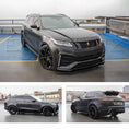 Load image into Gallery viewer, Satin Black Range Rover Velar, fitted with Barugzai Huntress bodykit, shown from different angles shot outside an old mill background. Fitted with Barugzai Opium 22" alloy wheels in Gloss Black
