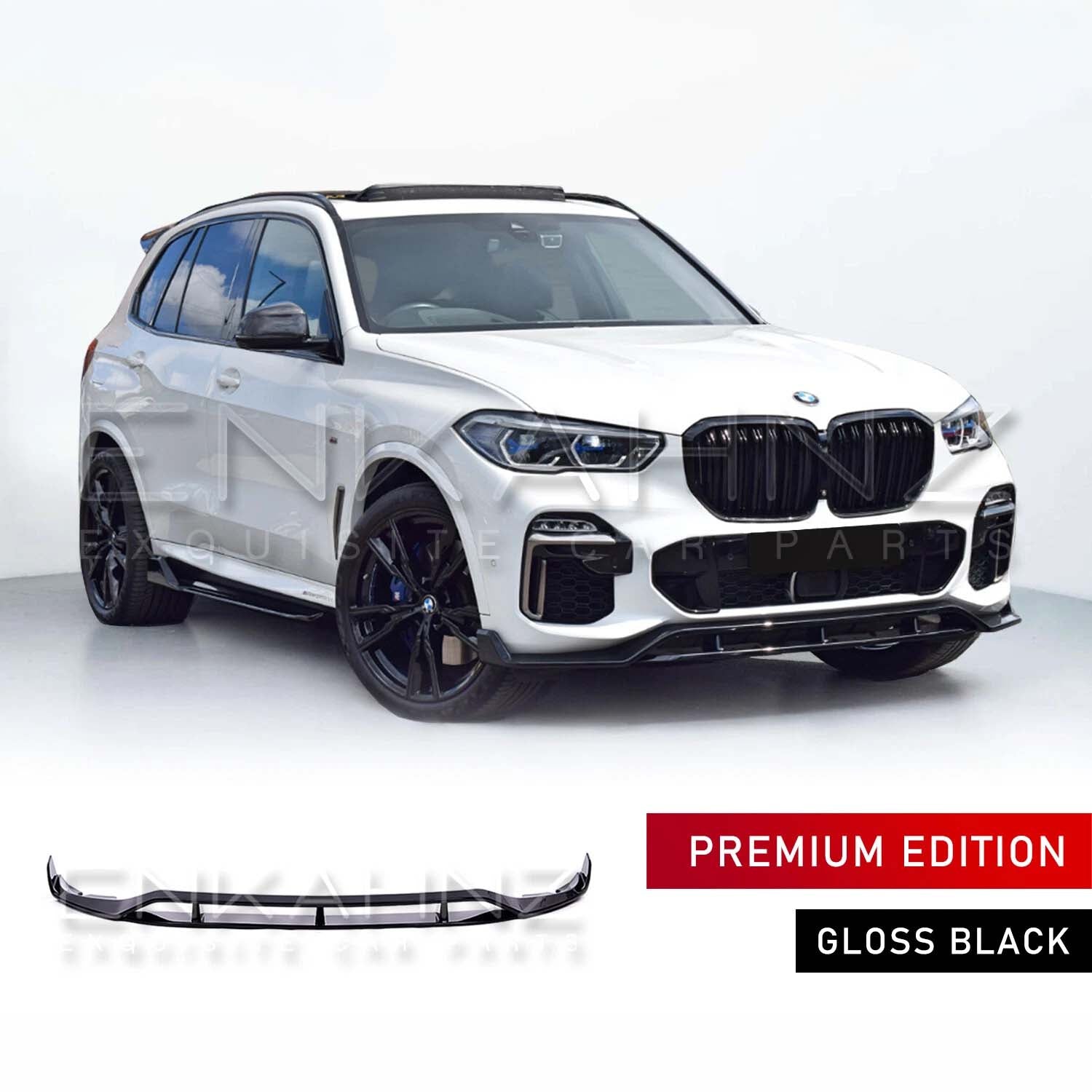 GLOSS BLACK FRONT SPLITTER FOR BMW X5 G05 M SPORT 2019-2022 — AERO M PERFORMANCE STYLE