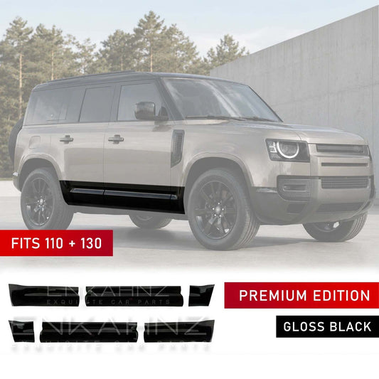 GLOSS BLACK 6-PIECE LOWER DOOR MOULDINGS FITS DEFENDER L663 110 / 130 2020+