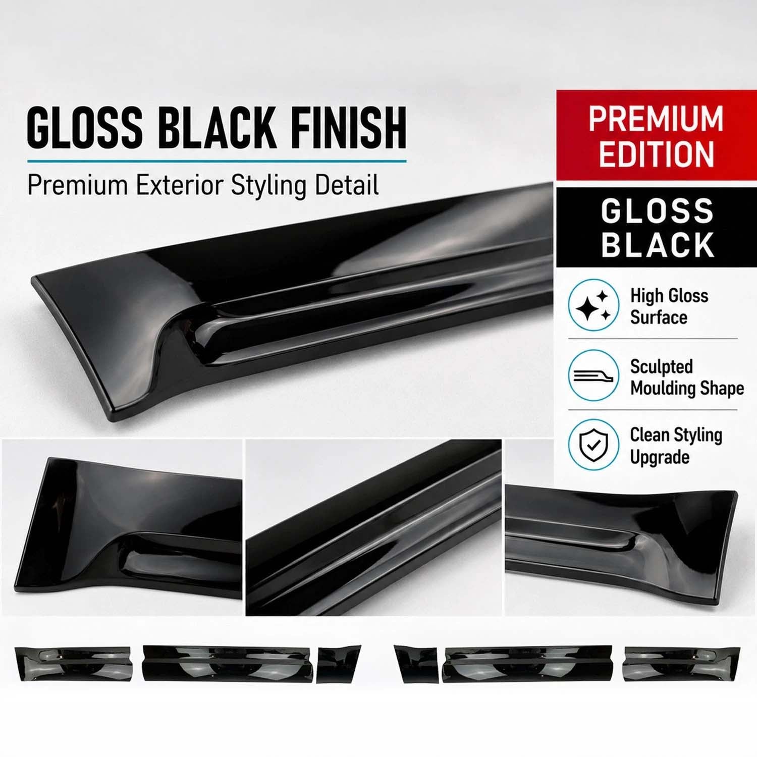 GLOSS BLACK 6-PIECE LOWER DOOR MOULDINGS FITS DEFENDER L663 110 / 130 2020+