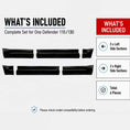 Load image into Gallery viewer, GLOSS BLACK 6-PIECE LOWER DOOR MOULDINGS FITS DEFENDER L663 110 / 130 2020+
