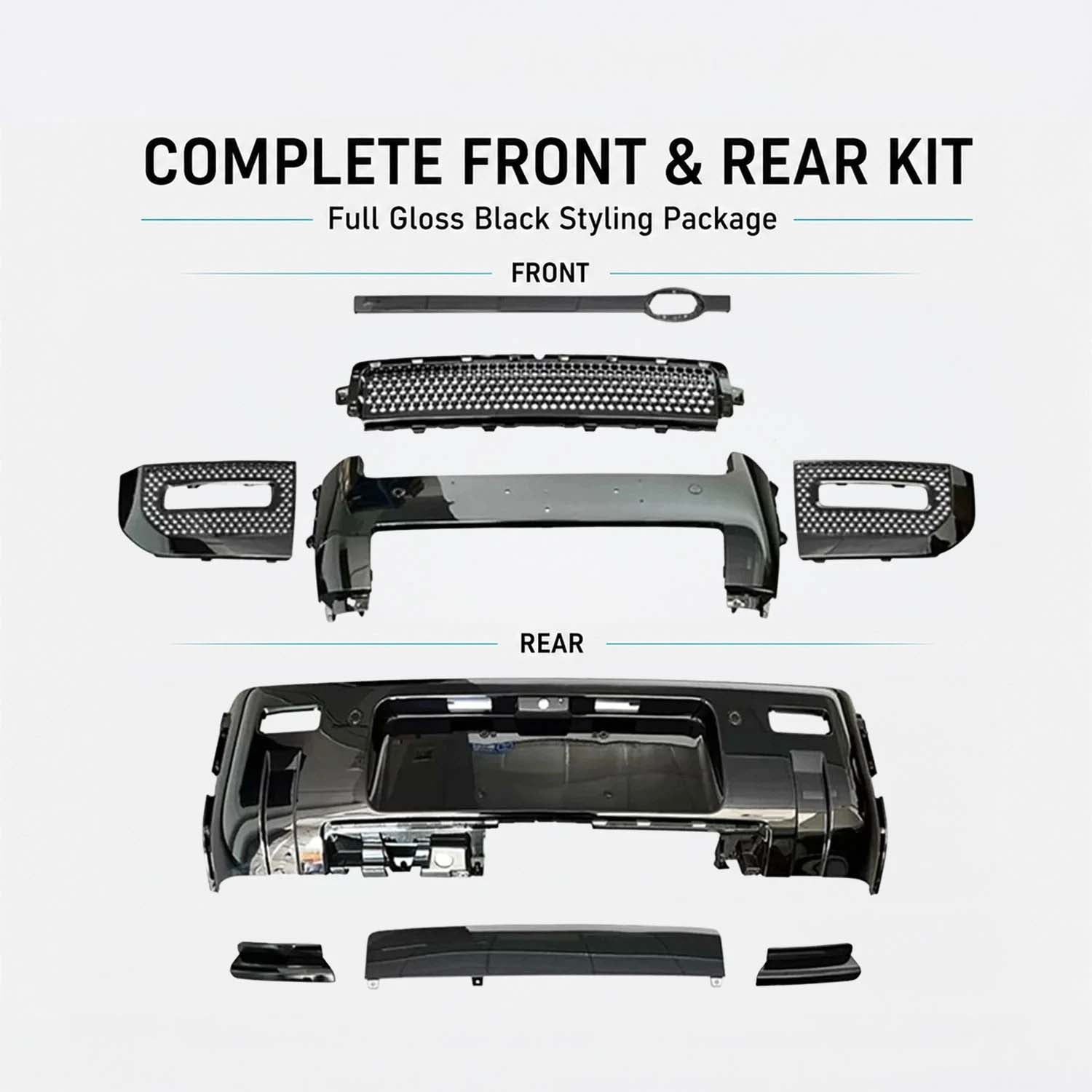 GLOSS BLACK FRONT & REAR BLACK PACK KIT FITS DEFENDER 90/110 L663 2020+