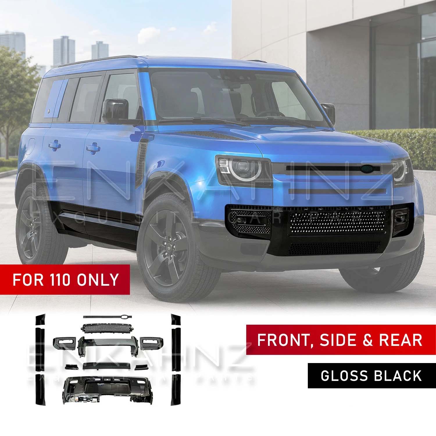 GLOSS BLACK FRONT, SIDE & REAR BLACK PACK KIT FITS DEFENDER 110 L663 2020+