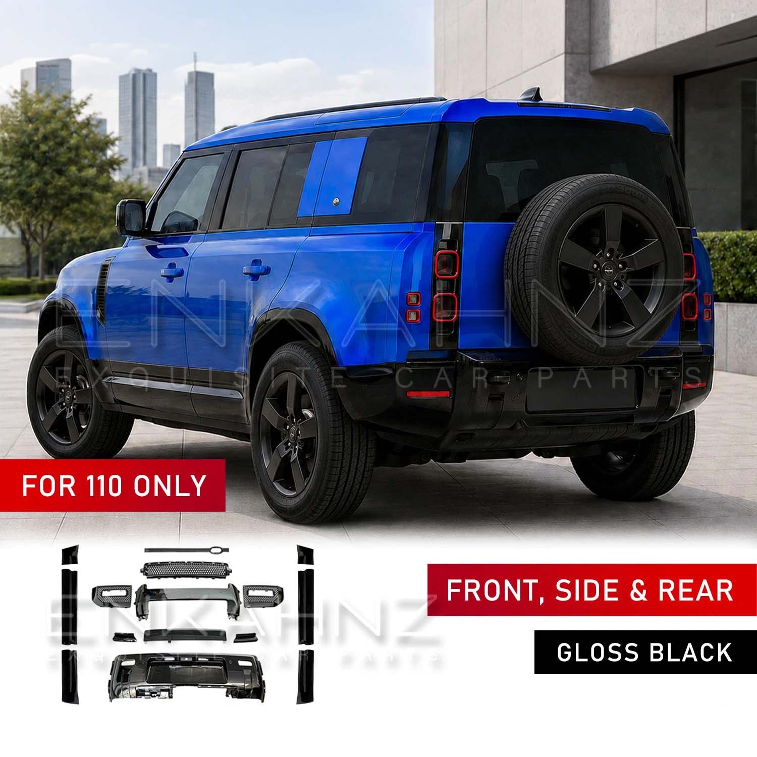 GLOSS BLACK FRONT, SIDE & REAR BLACK PACK KIT FITS DEFENDER 110 L663 2020+