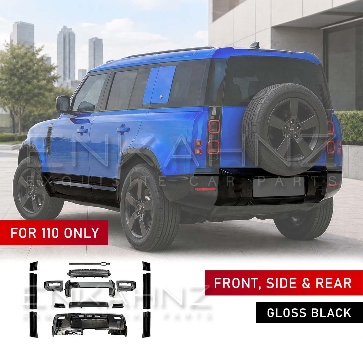 GLOSS BLACK FRONT, SIDE & REAR BLACK PACK KIT FITS DEFENDER 110 L663 2020+