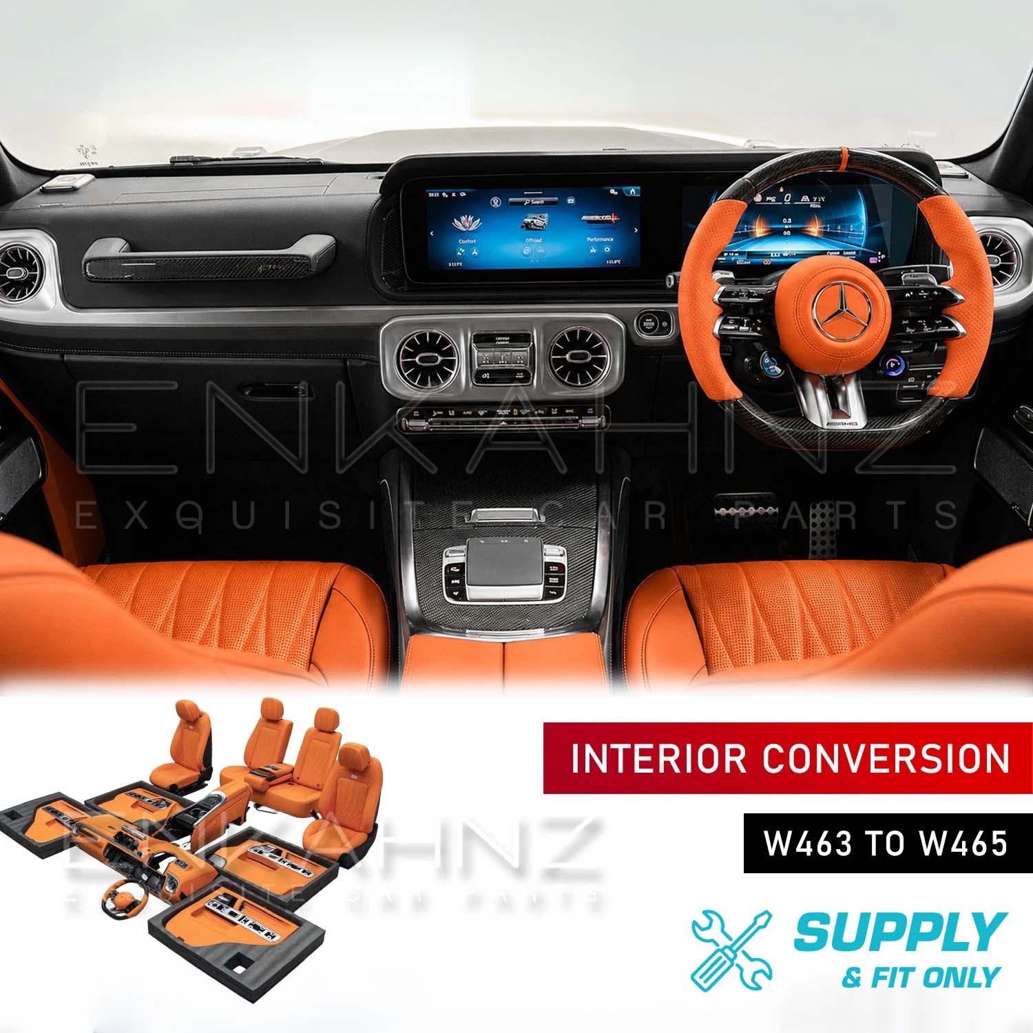 MERCEDES G-WAGON W463 TO W465 COMPLETE INTERIOR CONVERSION – ORANGE RHD (2002-2017)
