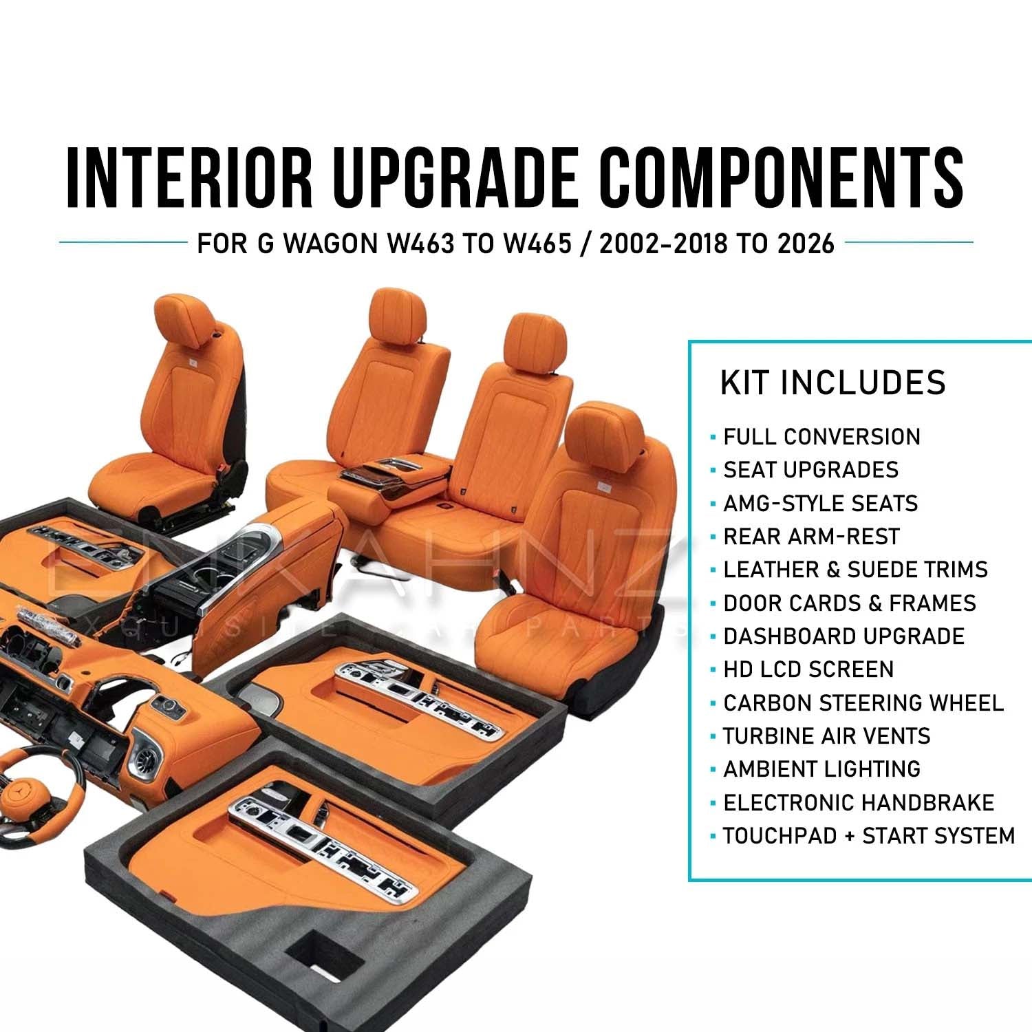 MERCEDES G-WAGON W463 TO W465 COMPLETE INTERIOR CONVERSION – ORANGE RHD (2002-2017)