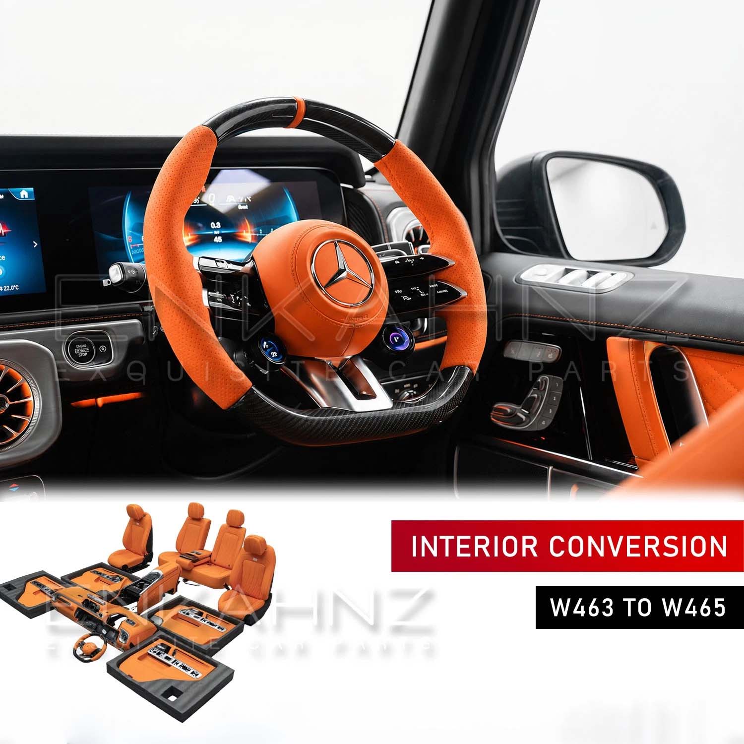 MERCEDES G-WAGON W463 TO W465 COMPLETE INTERIOR CONVERSION – ORANGE RHD (2002-2017)