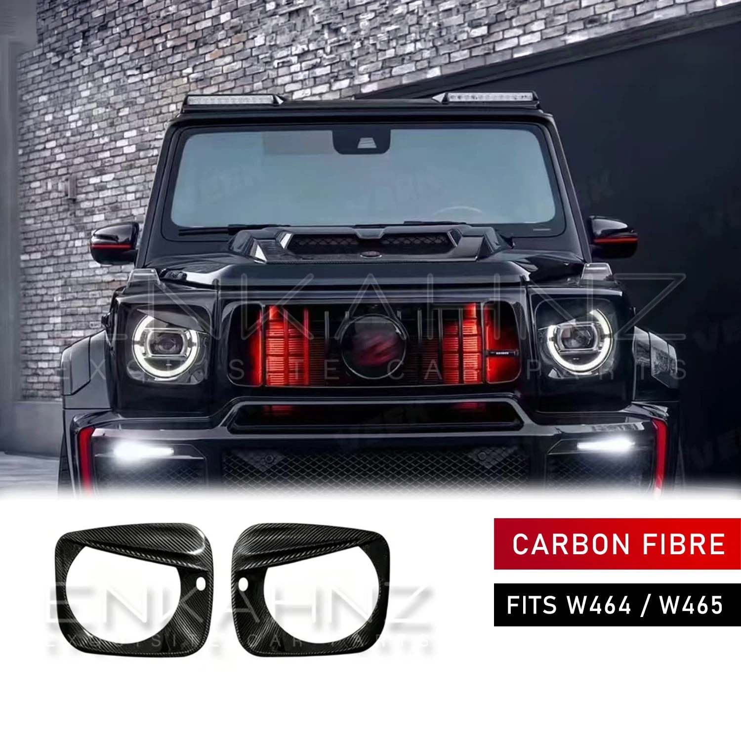 TC STYLE CARBON FIBRE HEADLIGHT EYEBROWS FITS MERCEDES G-WAGON W464/W465 2018+