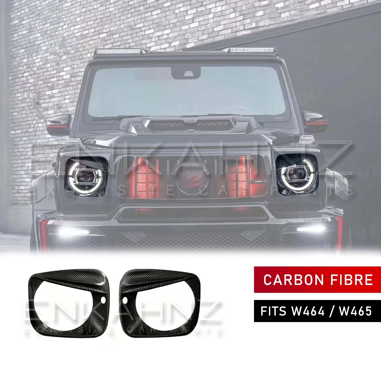 TC STYLE CARBON FIBRE HEADLIGHT EYEBROWS FITS MERCEDES G-WAGON W464/W465 2018+
