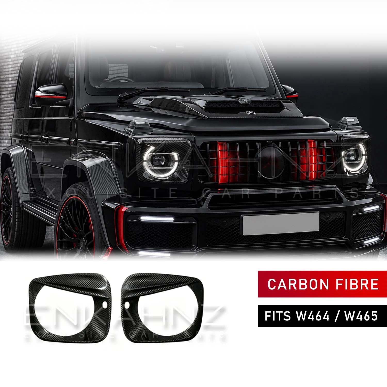TC STYLE CARBON FIBRE HEADLIGHT EYEBROWS FITS MERCEDES G-WAGON W464/W465 2018+