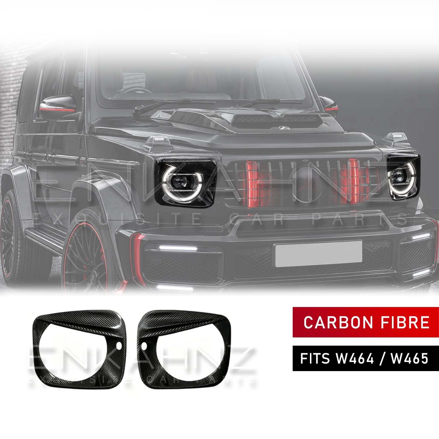 TC STYLE CARBON FIBRE HEADLIGHT EYEBROWS FITS MERCEDES G-WAGON W464/W465 2018+
