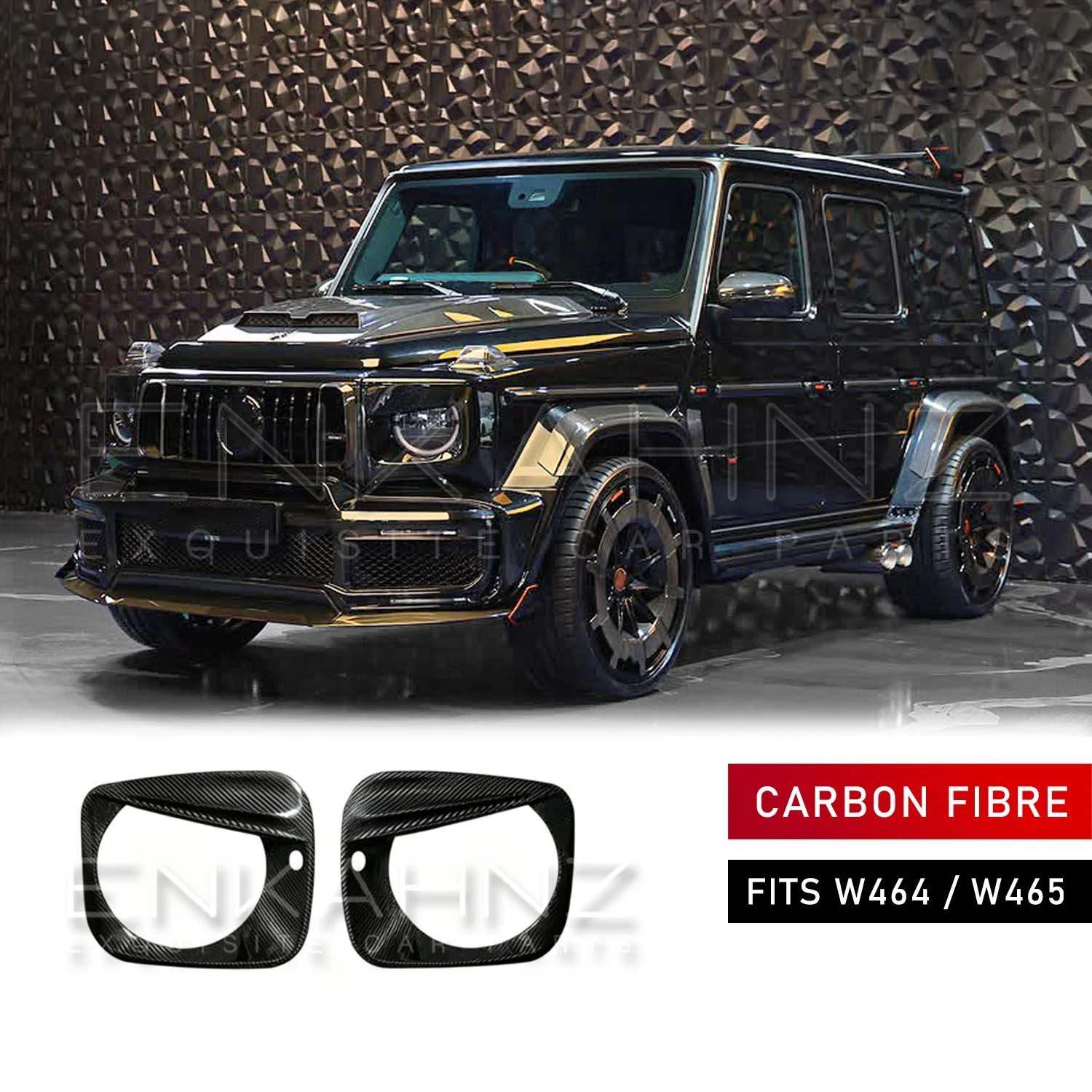 TC STYLE CARBON FIBRE HEADLIGHT EYEBROWS FITS MERCEDES G-WAGON W464/W465 2018+