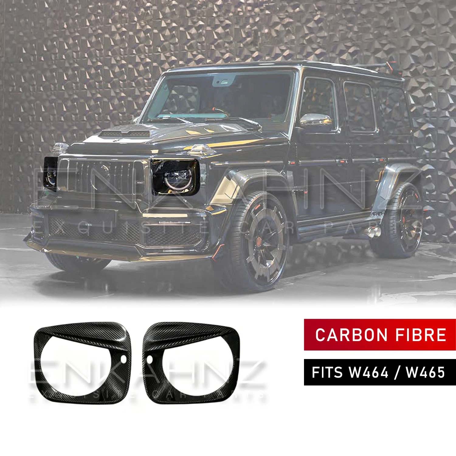 TC STYLE CARBON FIBRE HEADLIGHT EYEBROWS FITS MERCEDES G-WAGON W464/W465 2018+