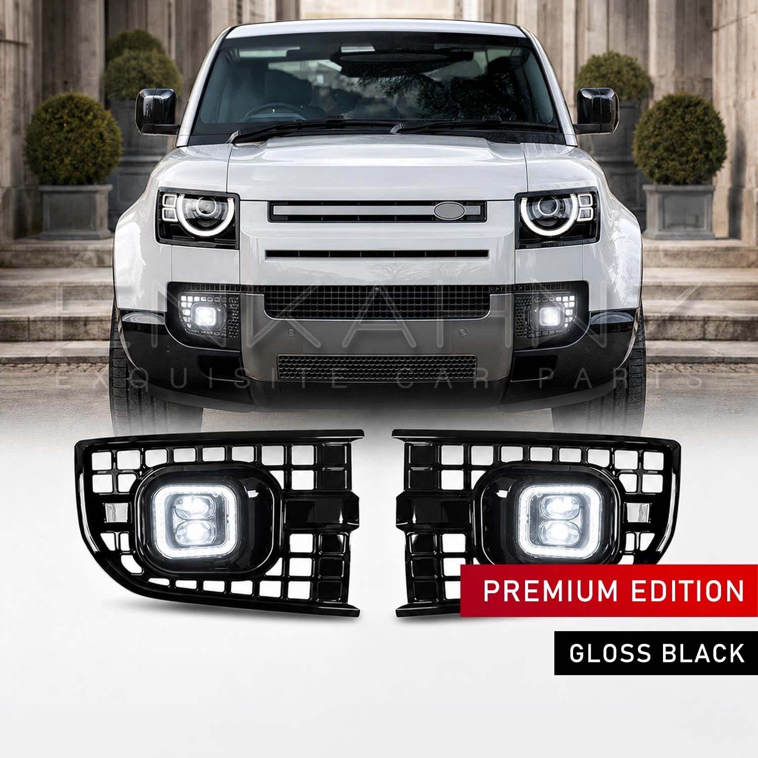 SQUARE STYLE LED FRONT FOG LIGHT KIT FITS DEFENDER L663 90 / 110 / 130