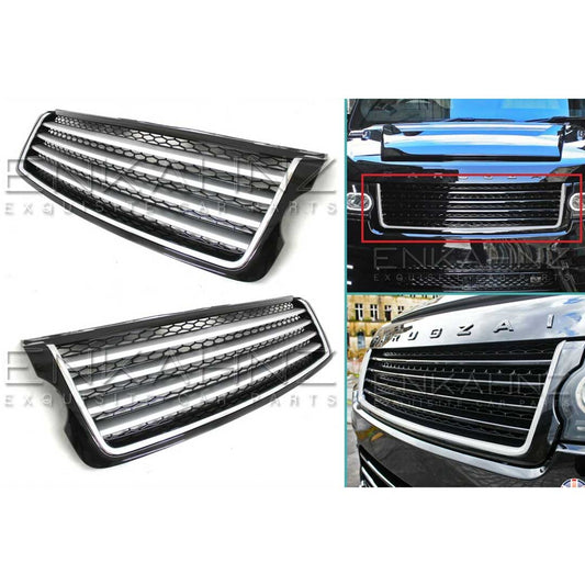 QUAD-STYLE GLOSS BLACK & SILVER FROTN GRILLE FOR RANGE ROVER VOGUE L405 2014-2017