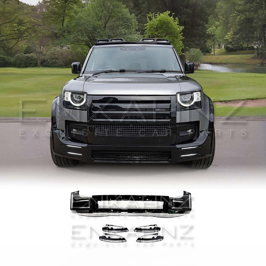 LM STYLE GLOSS BLACK FRONT LIP WITH DRLS FITS DEFENDER 90/110 L663 2020+
