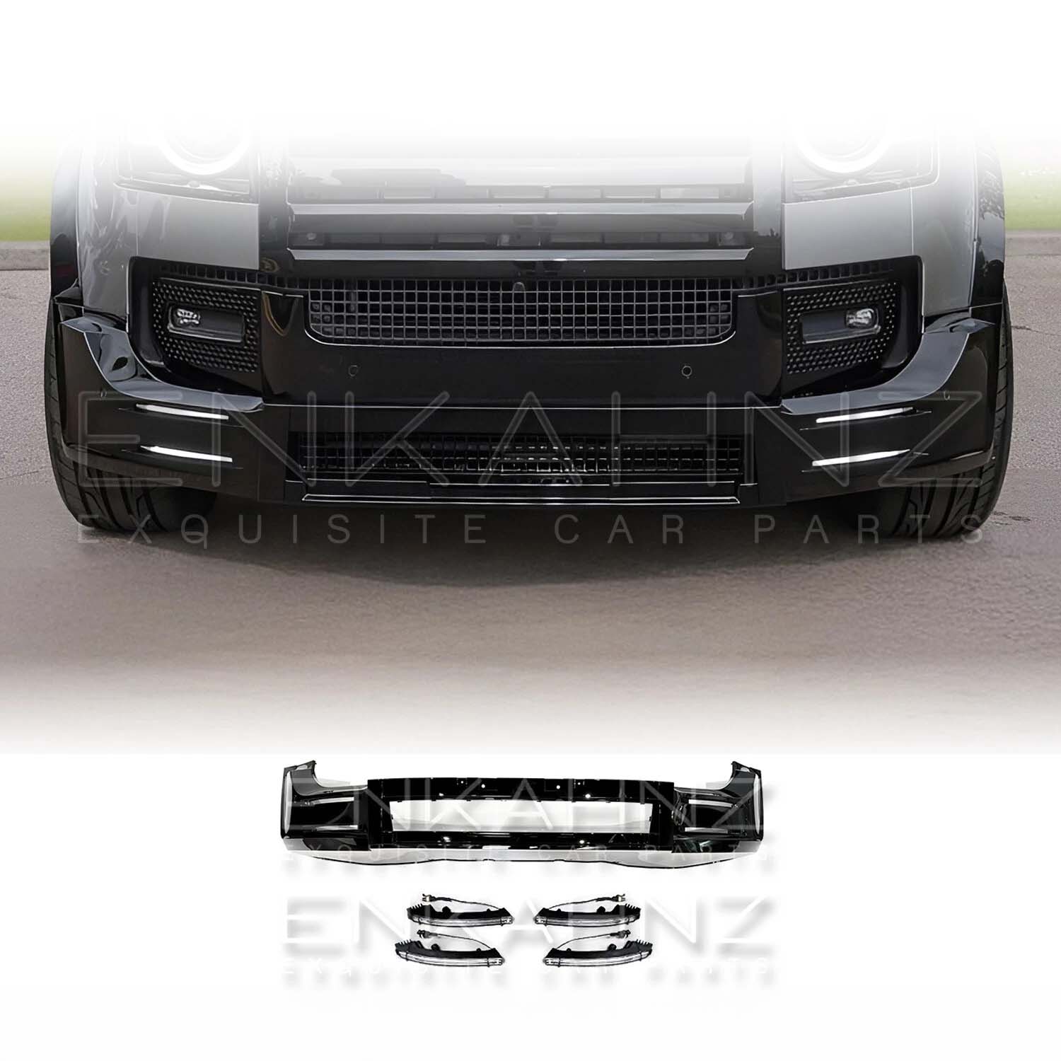LM STYLE GLOSS BLACK FRONT LIP WITH DRLS FITS DEFENDER 90/110 L663 2020+