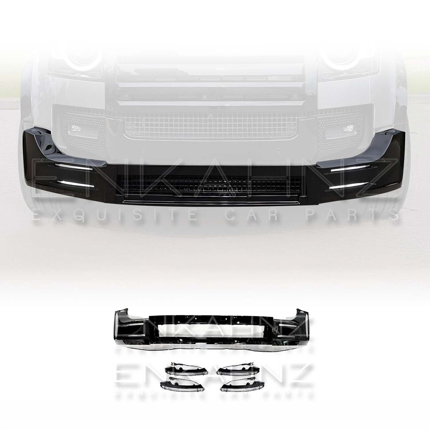 LM STYLE GLOSS BLACK FRONT LIP WITH DRLS FITS DEFENDER 90/110 L663 2020+