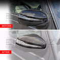 Load image into Gallery viewer, Before and after comparison of Mercedes G Wagon mirror covers, reveal, supplied by Enkahnz 
