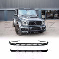 Load image into Gallery viewer, Front quarter view of a Gray Mercedes-Benz G-Class SUV W463A with front lip + DRL's and rear lip add on  components displayed on a white background
