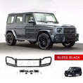 Load image into Gallery viewer, Front quarter view of a Gloss black bull bar for Mercedes G Wagon W463A 2018-2022 on a white background
