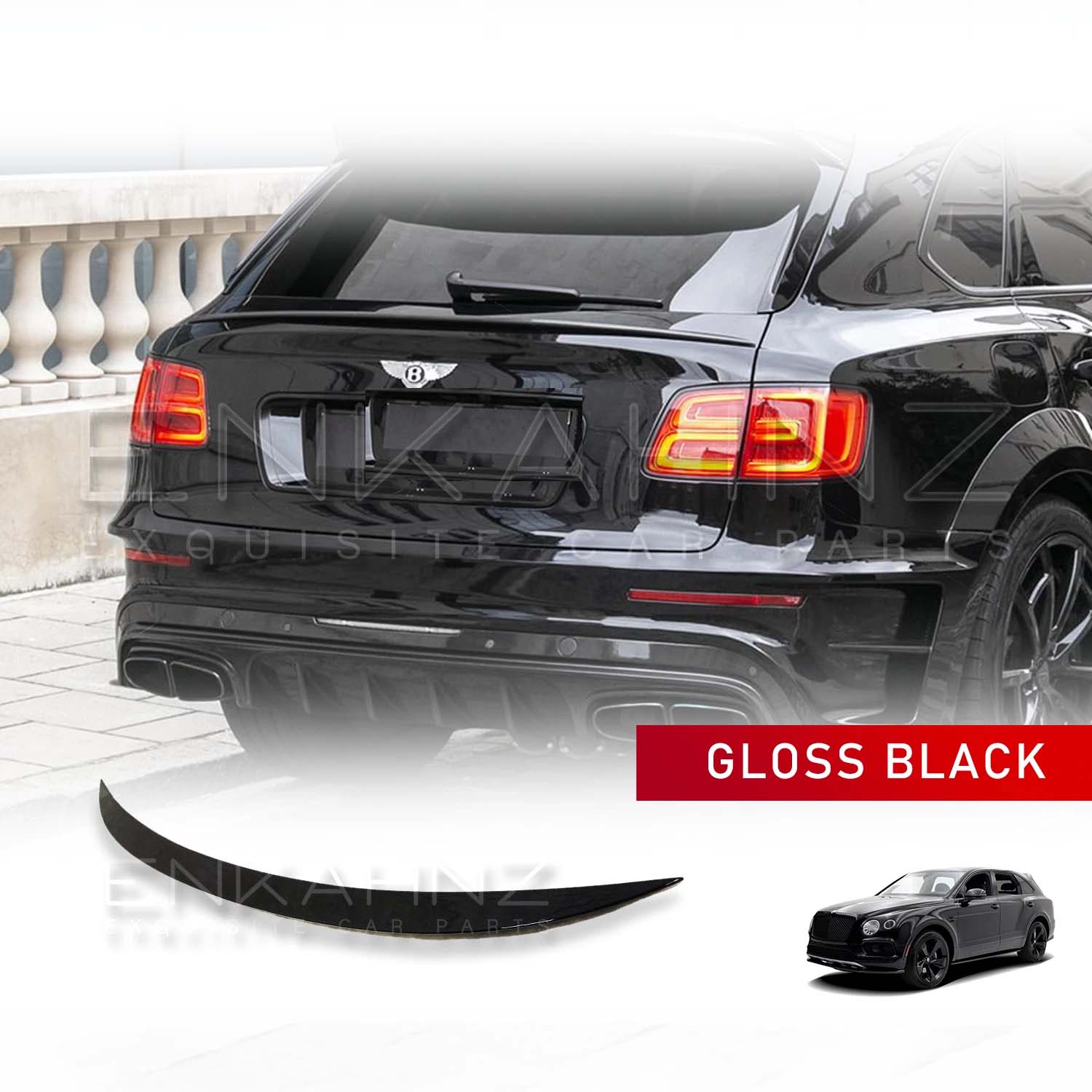 GLOSS BLACK MID-LEVEL BOOT SPOILER FOR BENTLEY BENTAYGA 2016-2019