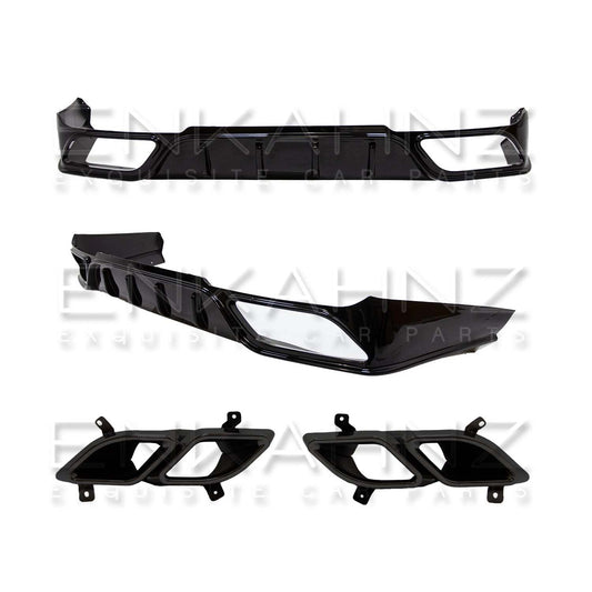 MSY STYLE GLOSS BLACK REAR DIFFUSER WITH BLACK TIPS FOR RANGE ROVER L460 2022+