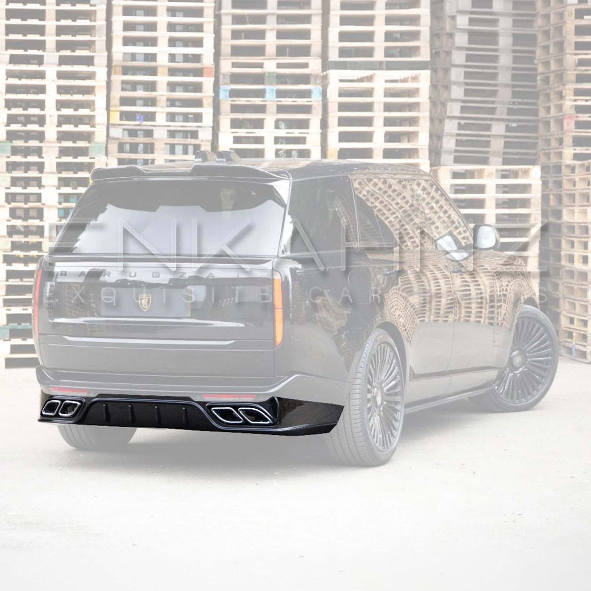 MSY STYLE GLOSS BLACK REAR DIFFUSER WITH CHROME TIPS FOR RANGE ROVER L460 2022+