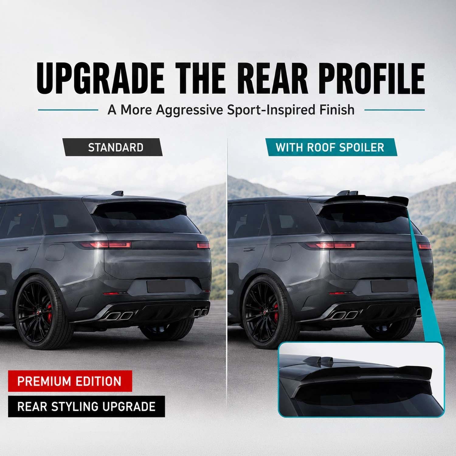 AERO STYLE GLOSS BLACK REAR ROOF SPOILER FITS RANGE ROVER SPORT L461 2023+