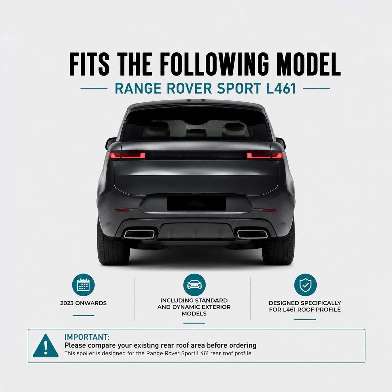 AERO STYLE GLOSS BLACK REAR ROOF SPOILER FITS RANGE ROVER SPORT L461 2023+