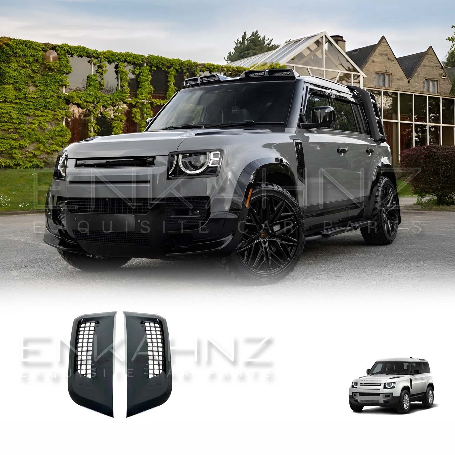 GLOSS BLACK SIDE WING VENTS FOR LAND ROVER DEFENDER L663 90 / 110 2020+