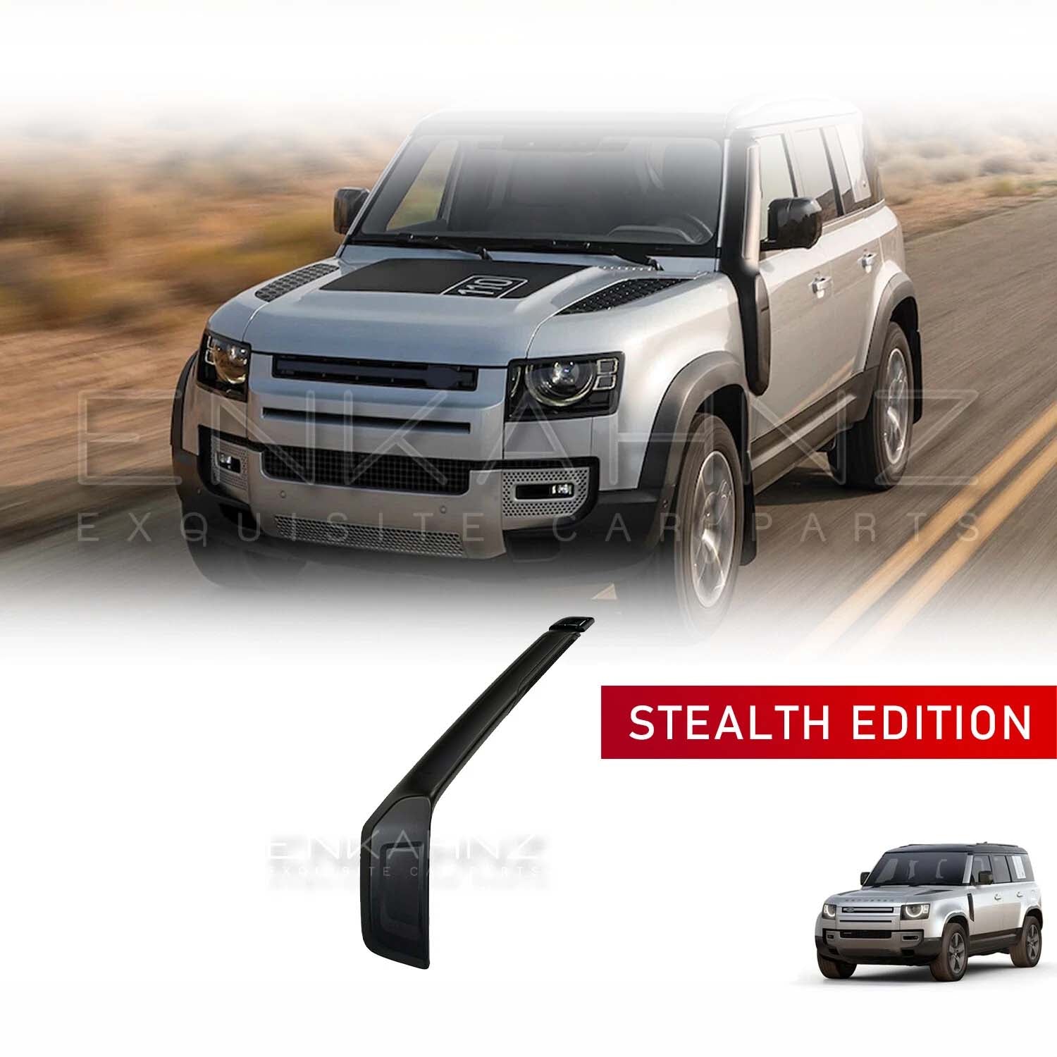 GLOSS BLACK RAISED AIR INTAKE SNORKEL FITS DEFENDER L663 90 / 110 2020+