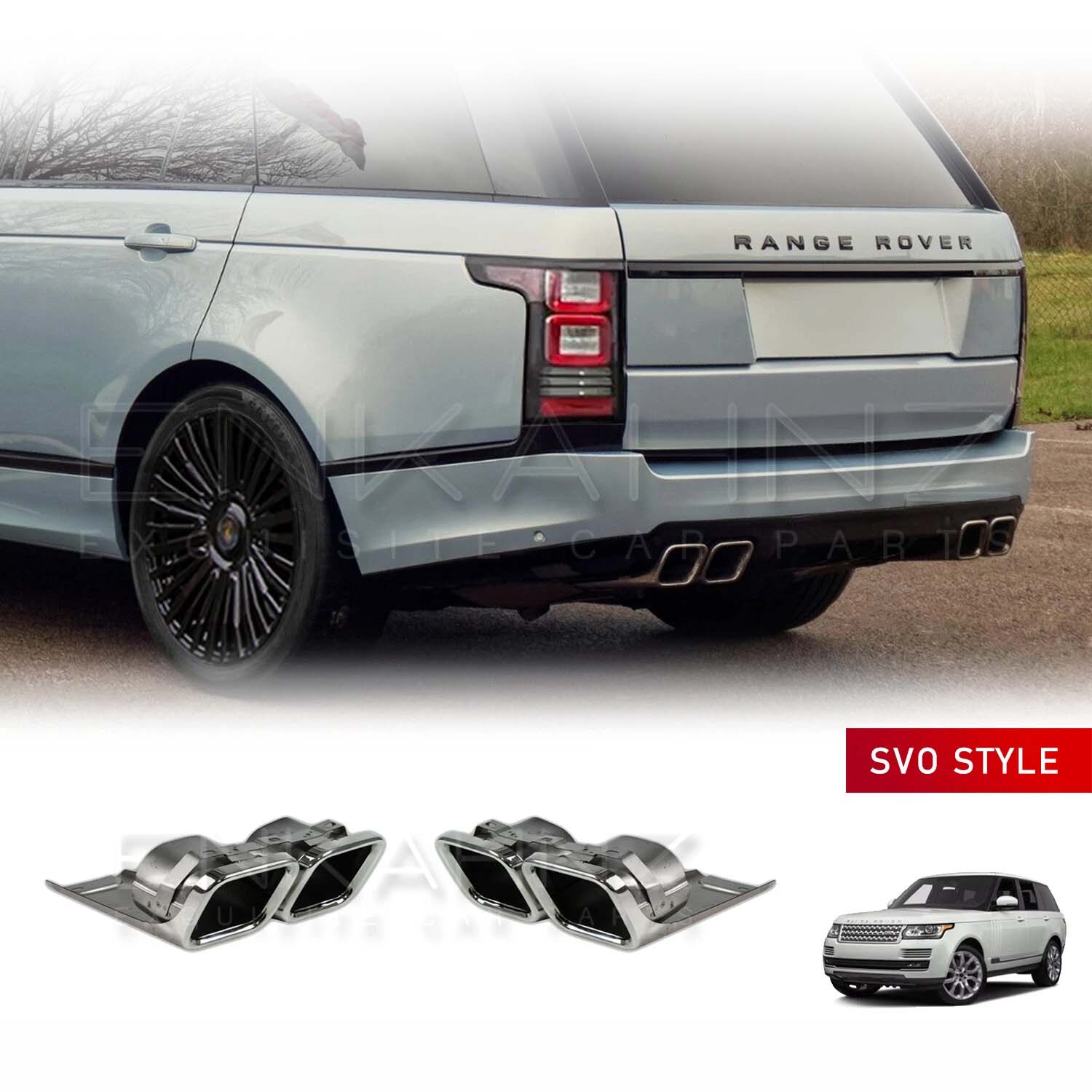 SVO STYLE CHROME EXHAUST TIPS FOR RANGE ROVER VOGUE L405 2013-2017