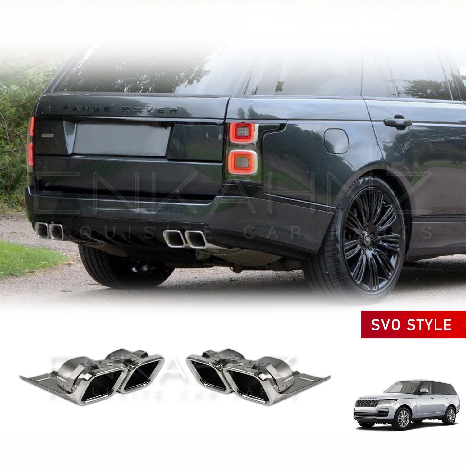 SVO STYLE CHROME EXHAUST TIPS FOR RANGE ROVER VOGUE L405 2018-2022