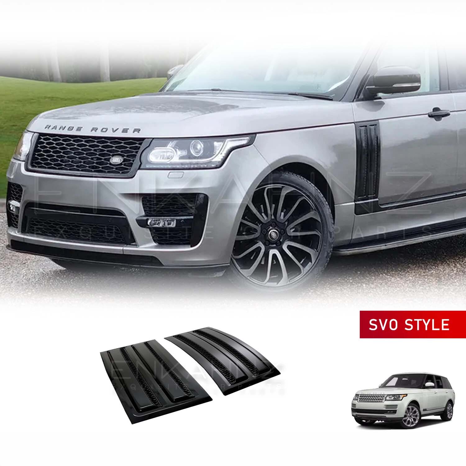 SVO STYLE GLOSS BLACK SIDE VENTS FOR RANGE ROVER VOGUE L405 2013-2022