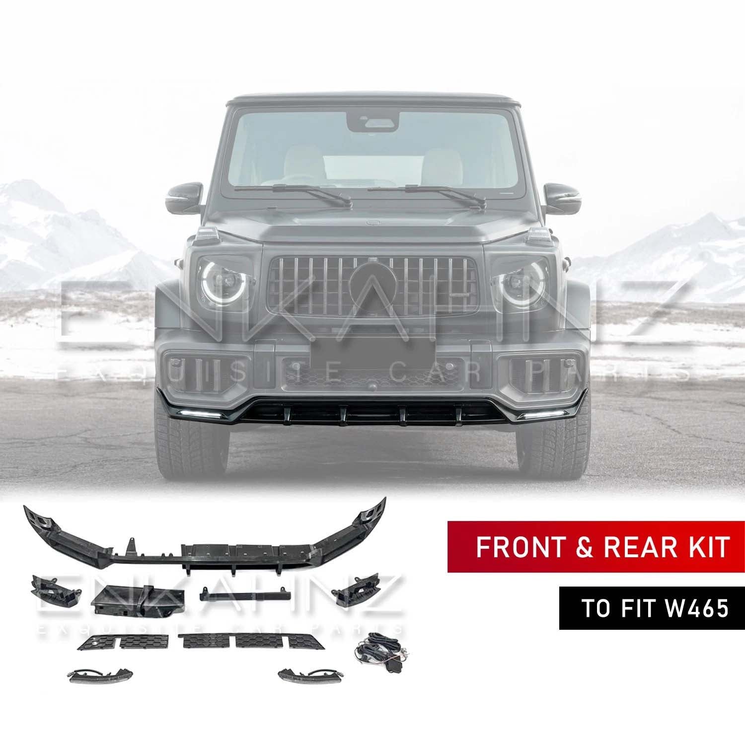TC STYLE FRONT & REAR LIP KIT WITH DRLS FITS MERCEDES G-WAGON W465 2025+