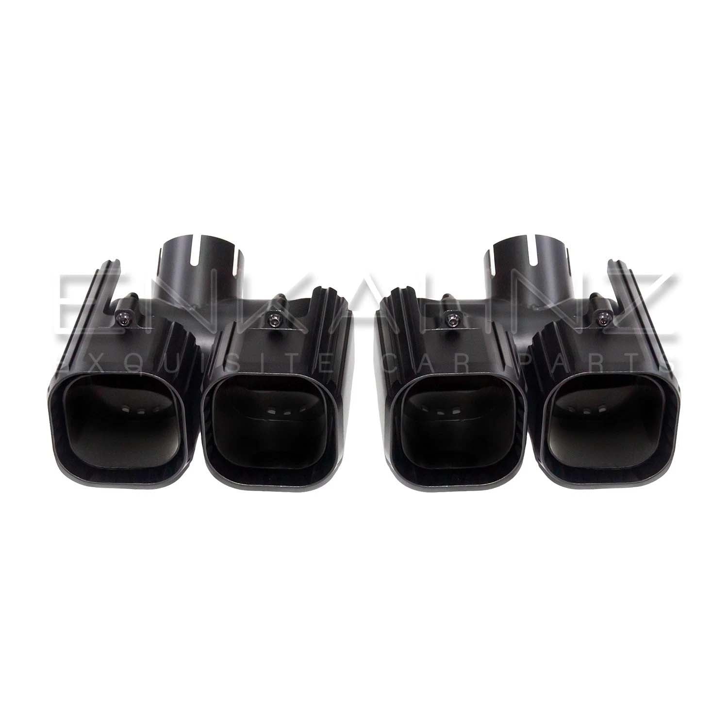 TQ STYLE MATTE BLACK QUAD EXHAUST TIPS FITS DEFENDER 90/110 L663 2020+