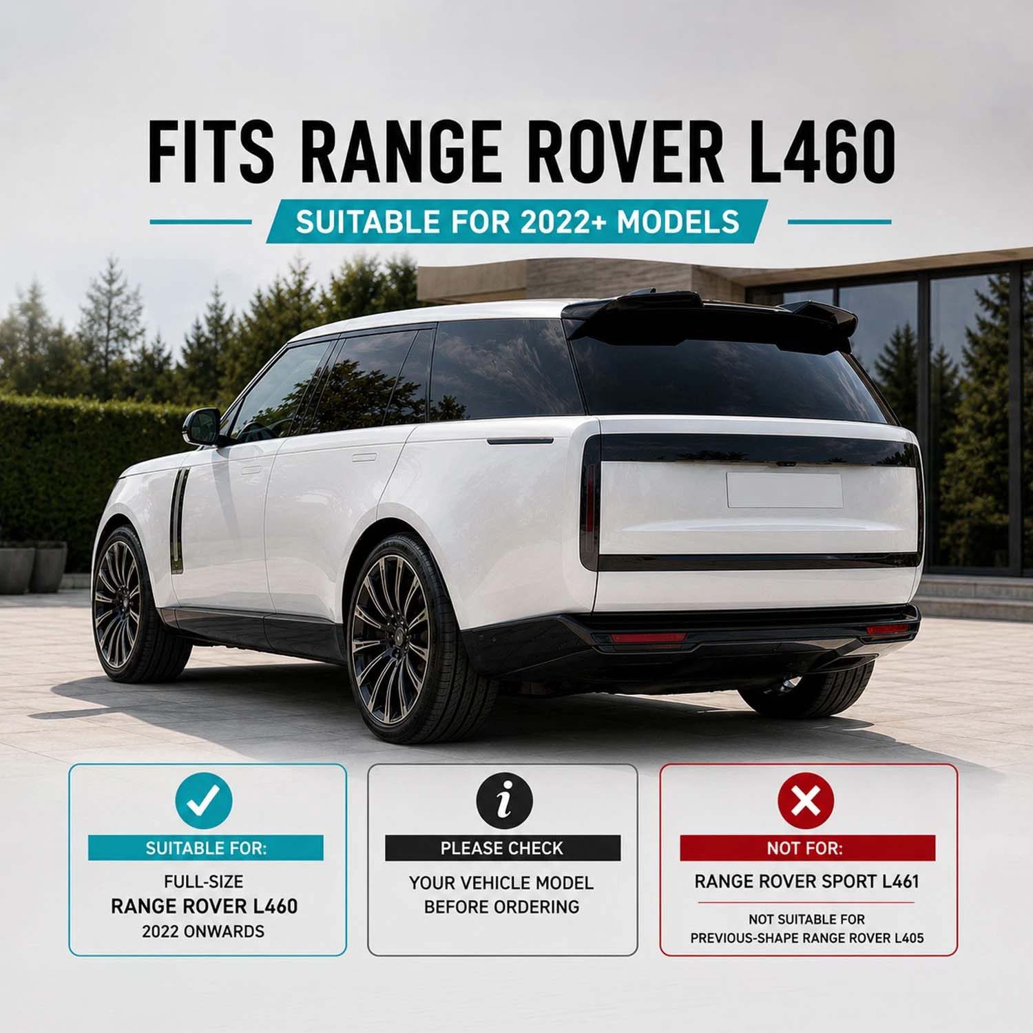 WING STYLE GLOSS BLACK REAR ROOF SPOILER FITS RANGE ROVER L460 2022+